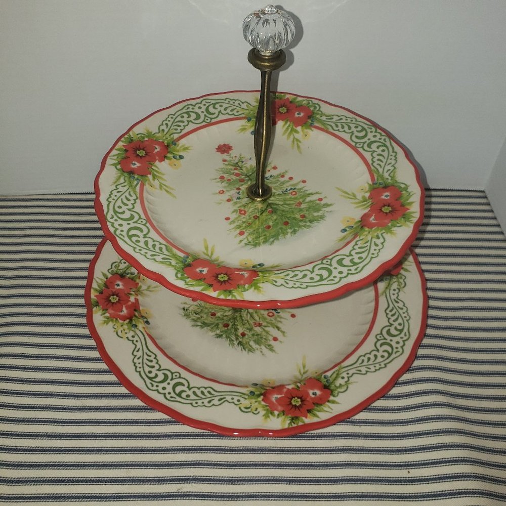 Pioneer Woman Christmas 2 Tier Serving plate
